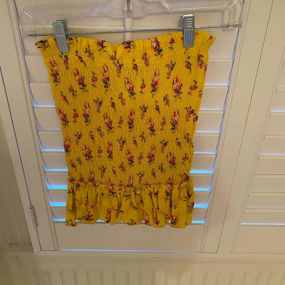 Blue Life yellow mini skirt with flower detail